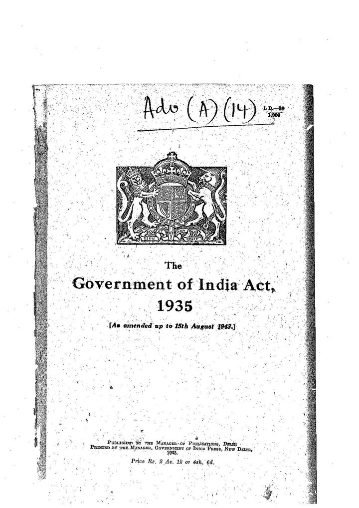 An Analysis of the 'Government of India Act 1935’